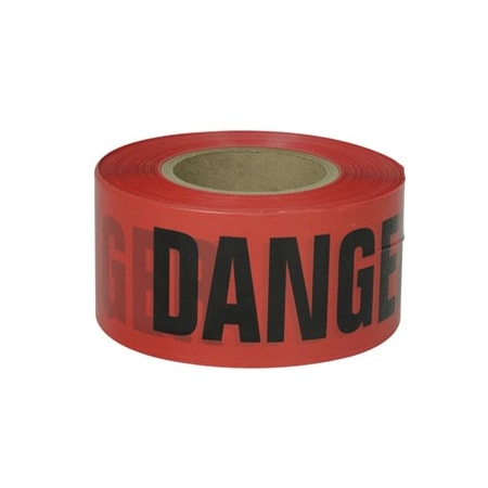 Presco Barricade Tape, Danger, Red, 3"X300', Gauge 2 Mil B332R21